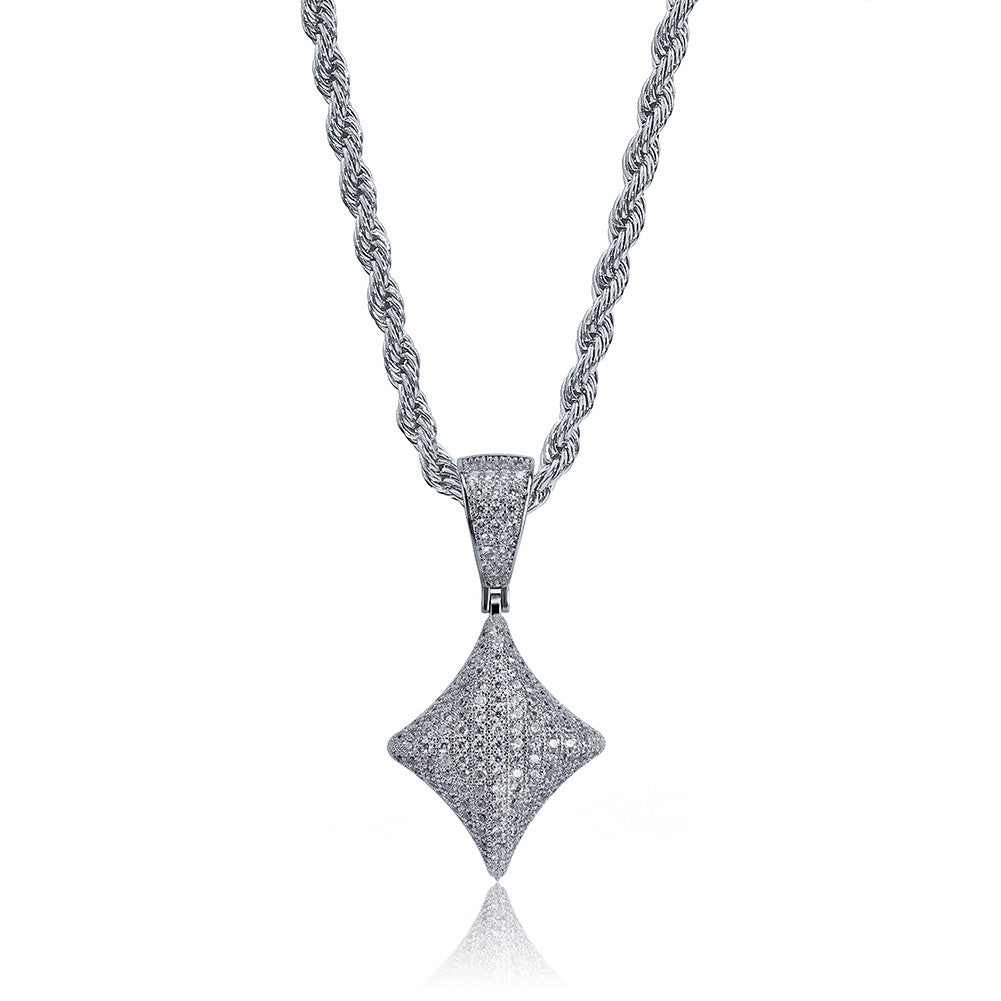 Playing cards inlaid zircon necklace