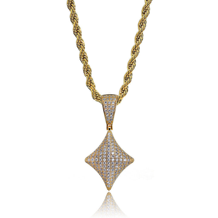 Playing cards inlaid zircon necklace